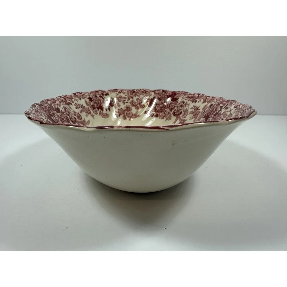 Johnson Brothers Mill Stream Red/Pink Transferware Oval Vegetable  Bowl 9